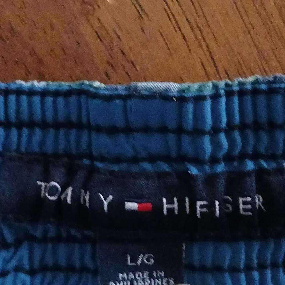 Tommy Hilfiger green blue plaid swim trunks bathing suit Sz L NWOT